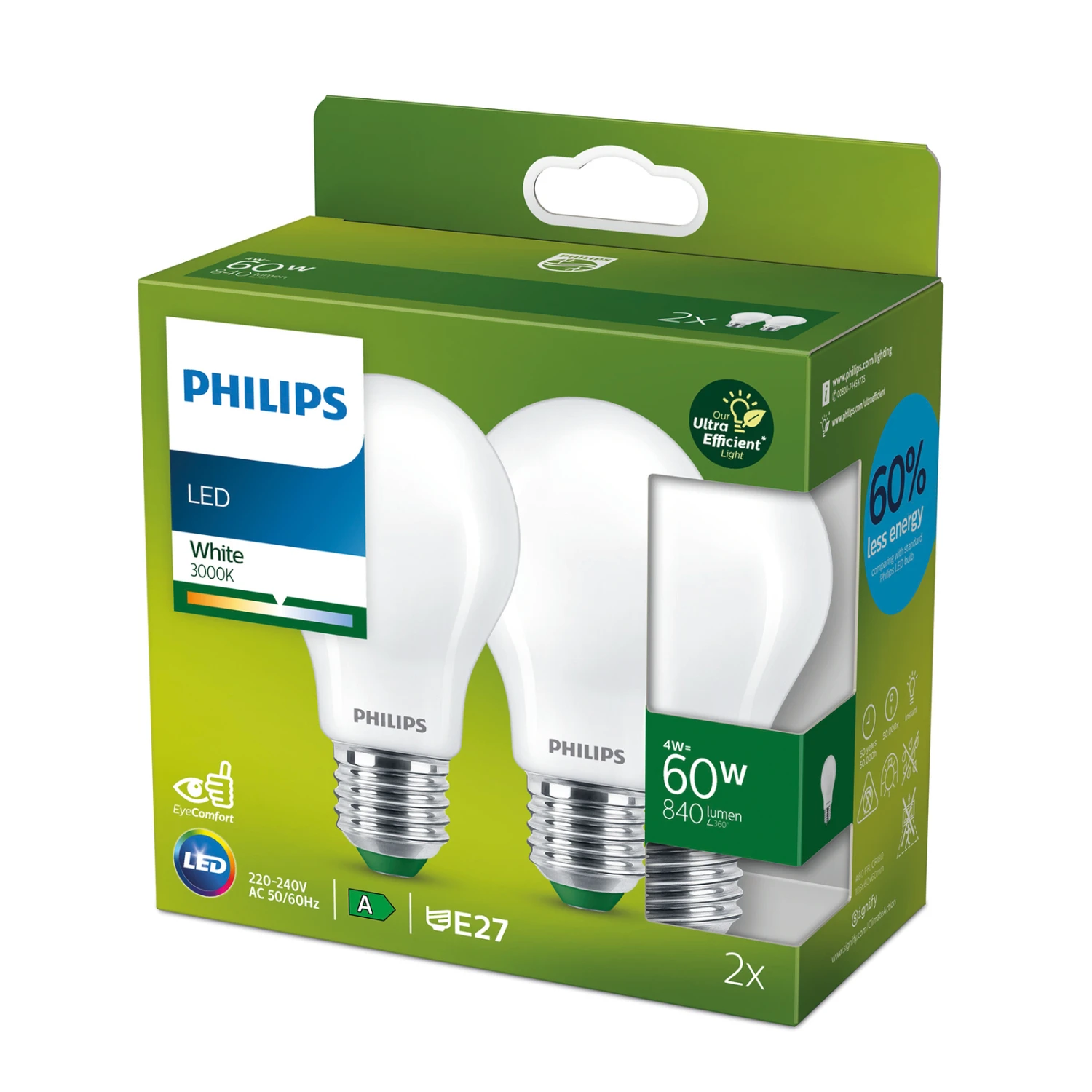 Philips LED-Lampe E27 A60 4W 840lm Matt 3.000K 2er 3 Philips LED-Lampe E27 A60 4W 840lm Matt 3.000K 2er