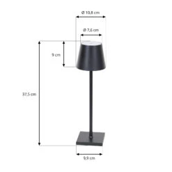Lindby Janea LED-Akku-Tischleuchte, Schwarz -Innenleuchten Store 10012670 3
