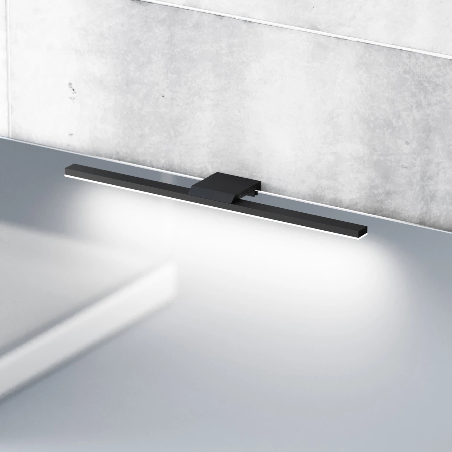 LED-Spiegelleuchte Triga IP44 Schwarz 40cm, 3.000K 3 LED-Spiegelleuchte Triga IP44 Schwarz 40cm, 3.000K