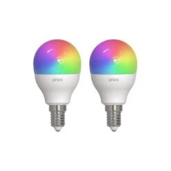 Prios LED-E14 Tropfen 4,9W RGBW WLAN Matt, 2er-Set