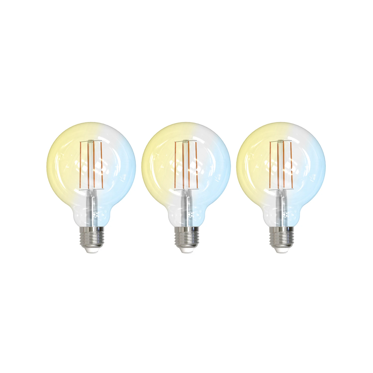 Prios LED-Filamentlampe E27 G95 7W WLAN Klar 3er 3 Prios LED-Filamentlampe E27 G95 7W WLAN Klar 3er