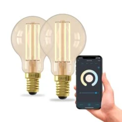 Calex Smart E14 P45 4,5W 1800-3000K Dimm Gold 2er