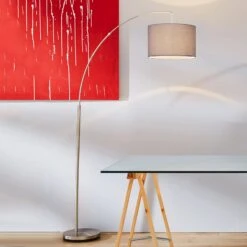 BRILLIANT Klassische Bogenleuchte Clarie, Grau