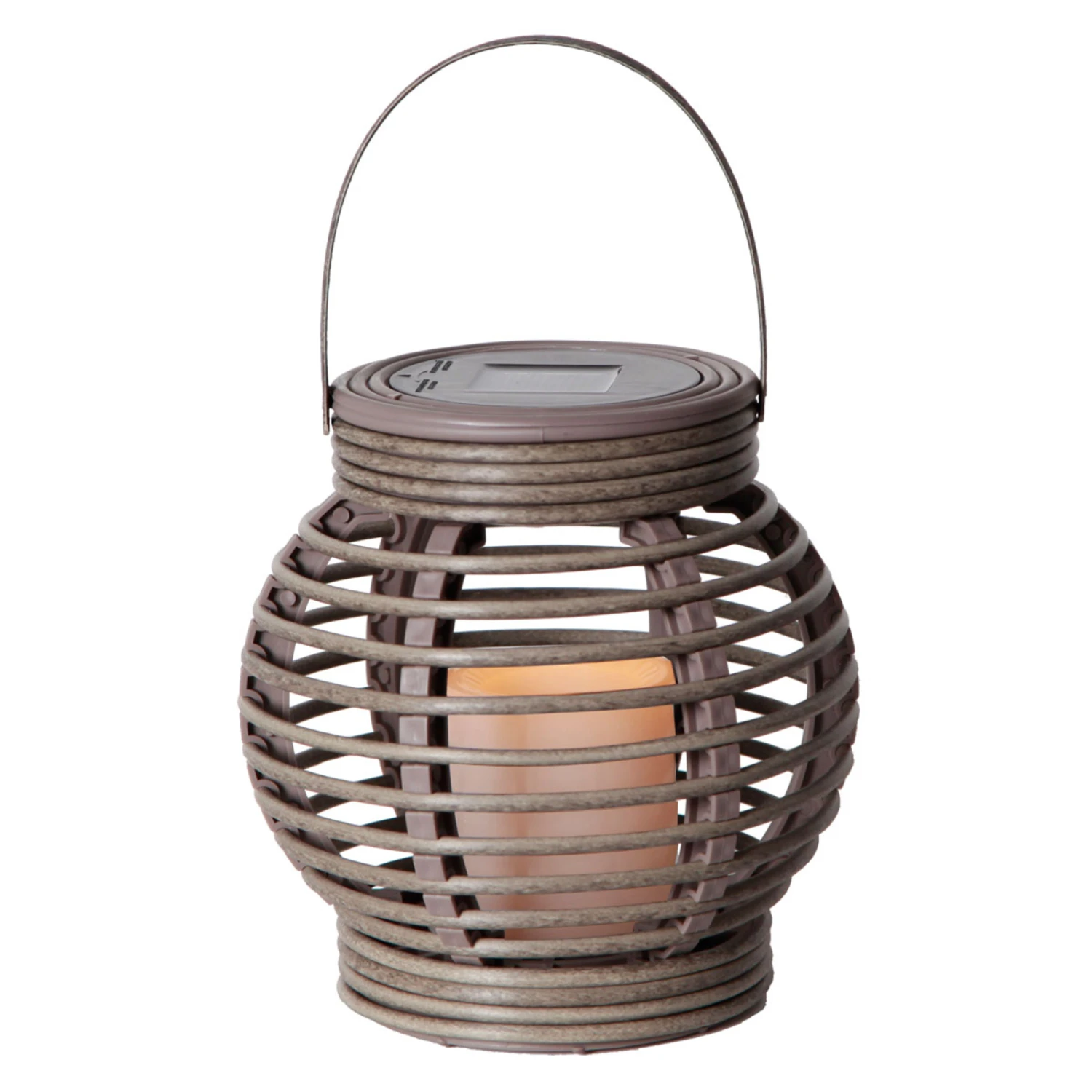 Braune Solar-Leuchte Lantern In Rattanoptik M. LED 3 Braune Solar-Leuchte Lantern In Rattanoptik M. LED