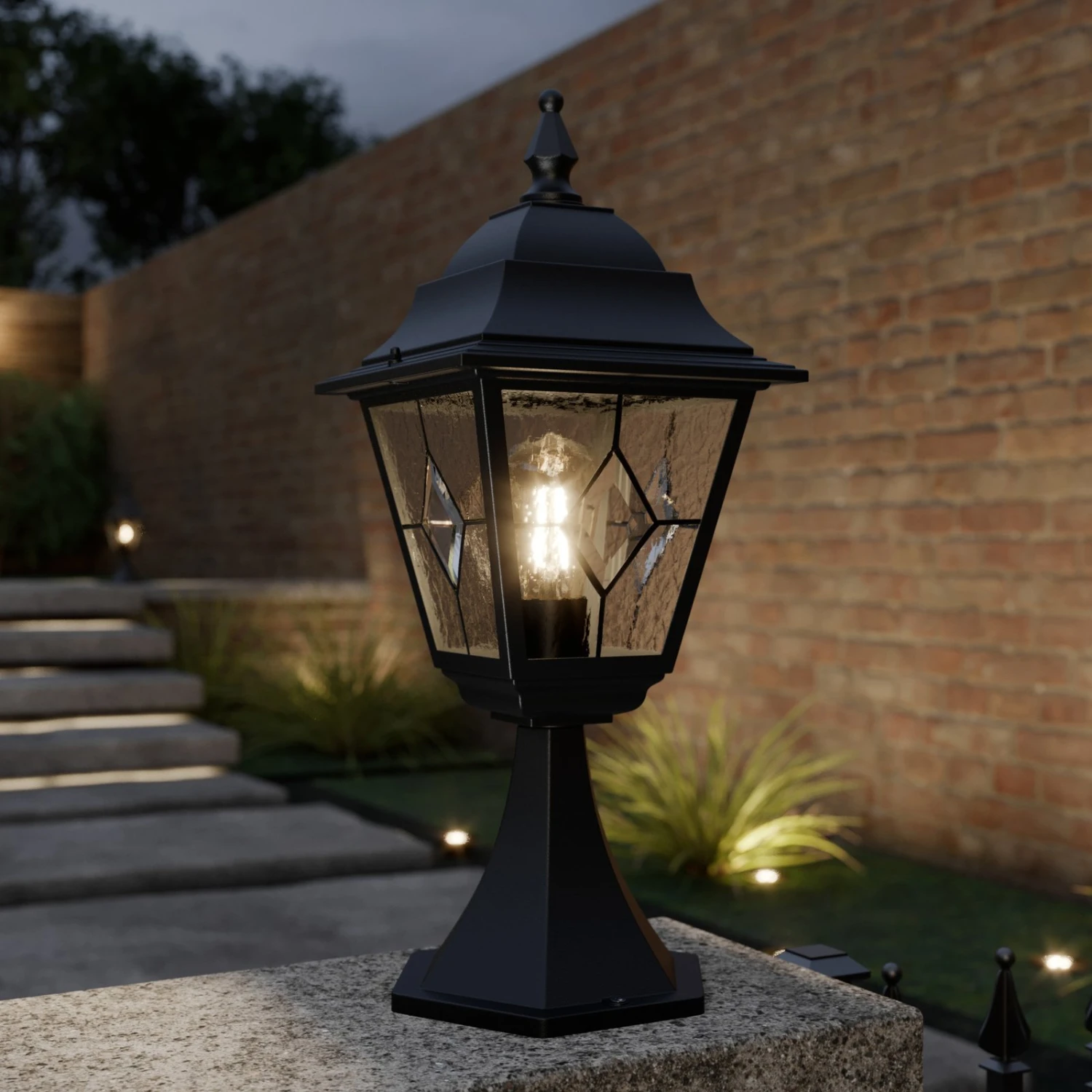 Sockelleuchte Norfolk, Bleiverglast 3 Sockelleuchte Norfolk, Bleiverglast