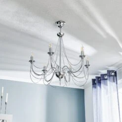 Kronleuchter Retro In Silber, 6fl. 75 Cm Abhängung -Innenleuchten Store 6089172 2