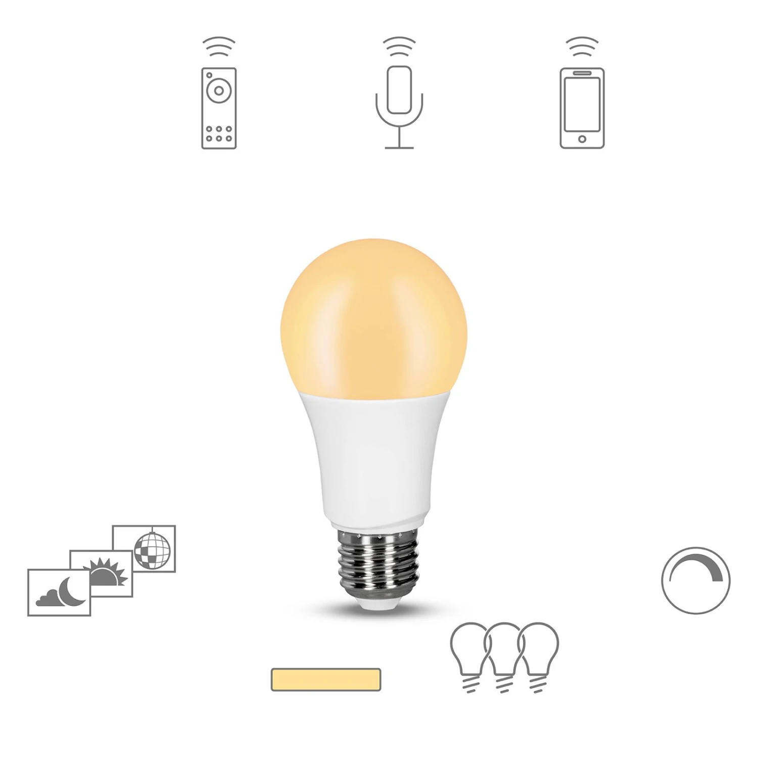 Müller Licht Tint Dimming LED-Lampe E27, 9W 2.700K 3 Müller Licht Tint Dimming LED-Lampe E27, 9W 2.700K