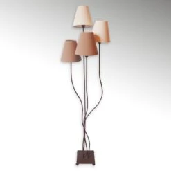 Vierflammige Textil-Stehlampe Braun Und Weiß -Innenleuchten Store 7000800 7