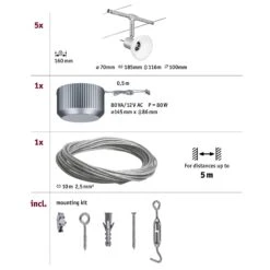 Paulmann Sheela Seilsystem 5fl. Chrom Matt -Innenleuchten Store 7602919 6