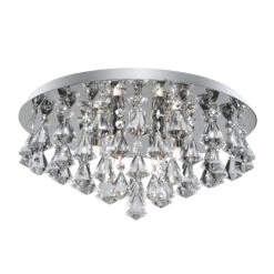 Deckenlampe Hanna, Kristall Diamantform 45cm Chrom