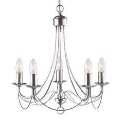 Kronleuchter Maypole Satin Silber, Fünfflammig