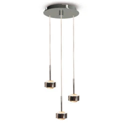 LED-Hängeleuchte Puk Drop Trio, Chrom