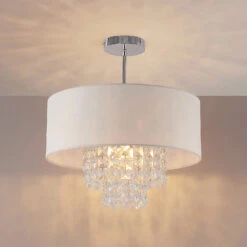 Lindby Estera Deckenleuchte Mit Behang, Weiß -Innenleuchten Store 9626840 4