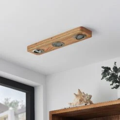 Lindby Mikari LED-Deckenleuchte Aus Holz, 3-fl. -Innenleuchten Store 9627413 2