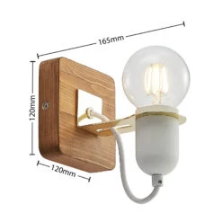 Lucande Becky Holz-Wandspot, Einflammig, Weiß -Innenleuchten Store 9627695 3