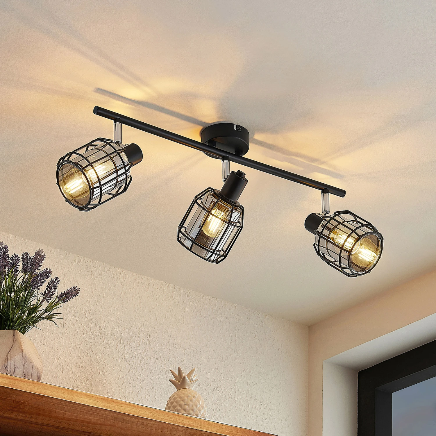 Lindby Sifala Deckenstrahler, Rauchglas, 3-flammig 3 Lindby Sifala Deckenstrahler, Rauchglas, 3-flammig