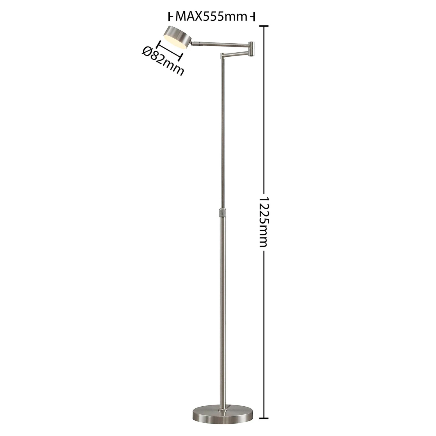Lindby Kaylou Stehlampe, Verstellbar, Nickel 6 Lindby Kaylou Stehlampe, Verstellbar, Nickel – Bild 4