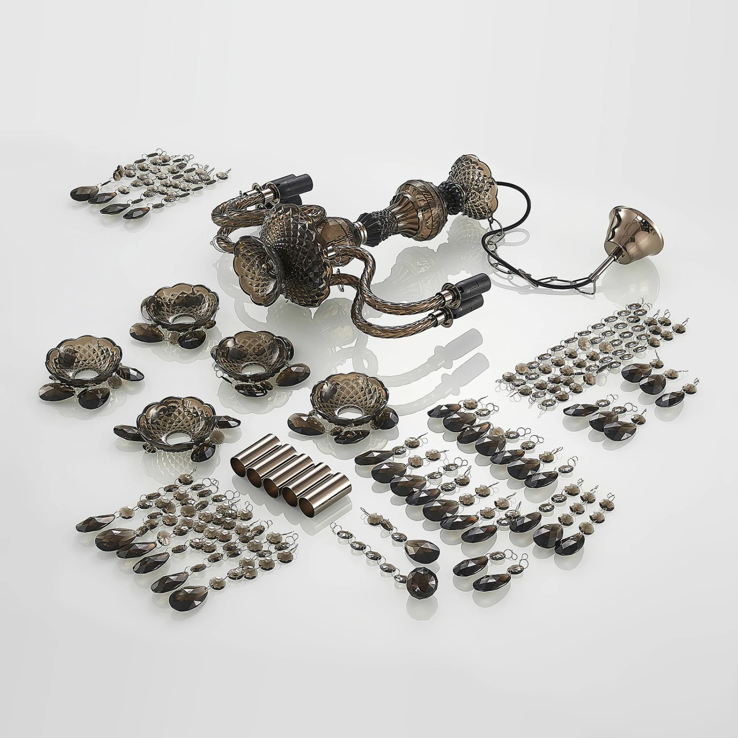 Lindby Spirou Kronleuchter Aus Acryl, Rauchgrau 10 Lindby Spirou Kronleuchter Aus Acryl, Rauchgrau – Bild 8