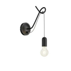 Lucande Jorna Wandlampe In Schwarz, Kabel Grau -Innenleuchten Store 9639375 5
