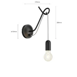 Lucande Jorna Wandlampe In Schwarz, Kabel Grau -Innenleuchten Store 9639375 6