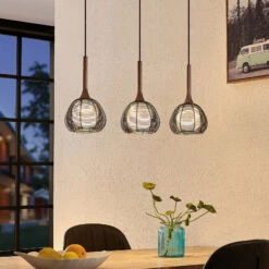 Lucande Tetira Hängelampe, 3-fl., Lang, Braun -Innenleuchten Store 9920008 1