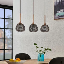 Lucande Tetira Hängelampe, 3-fl., Lang, Braun -Innenleuchten Store 9920008 2