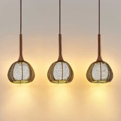 Lucande Tetira Hängelampe, 3-fl., Lang, Braun -Innenleuchten Store 9920008 3