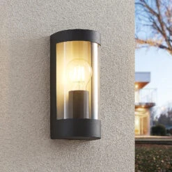 Lindby Junias Außenwandlampe, Halbrund, E27 12 Lindby Junias Außenwandlampe, Halbrund, E27 -Innenleuchten Store 9977057 1